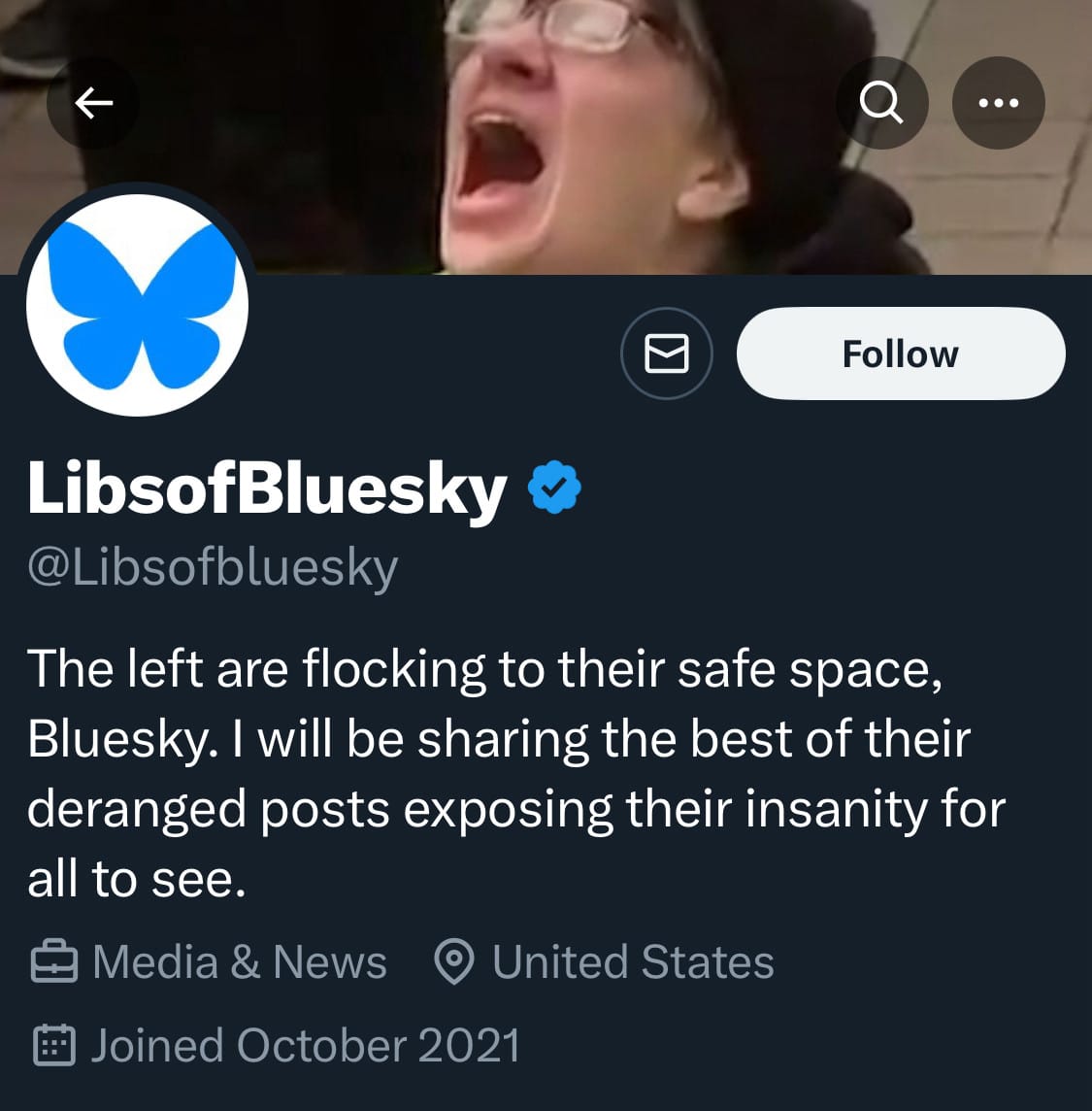 Weird hate troll claimingto track the libs on Bluesky.