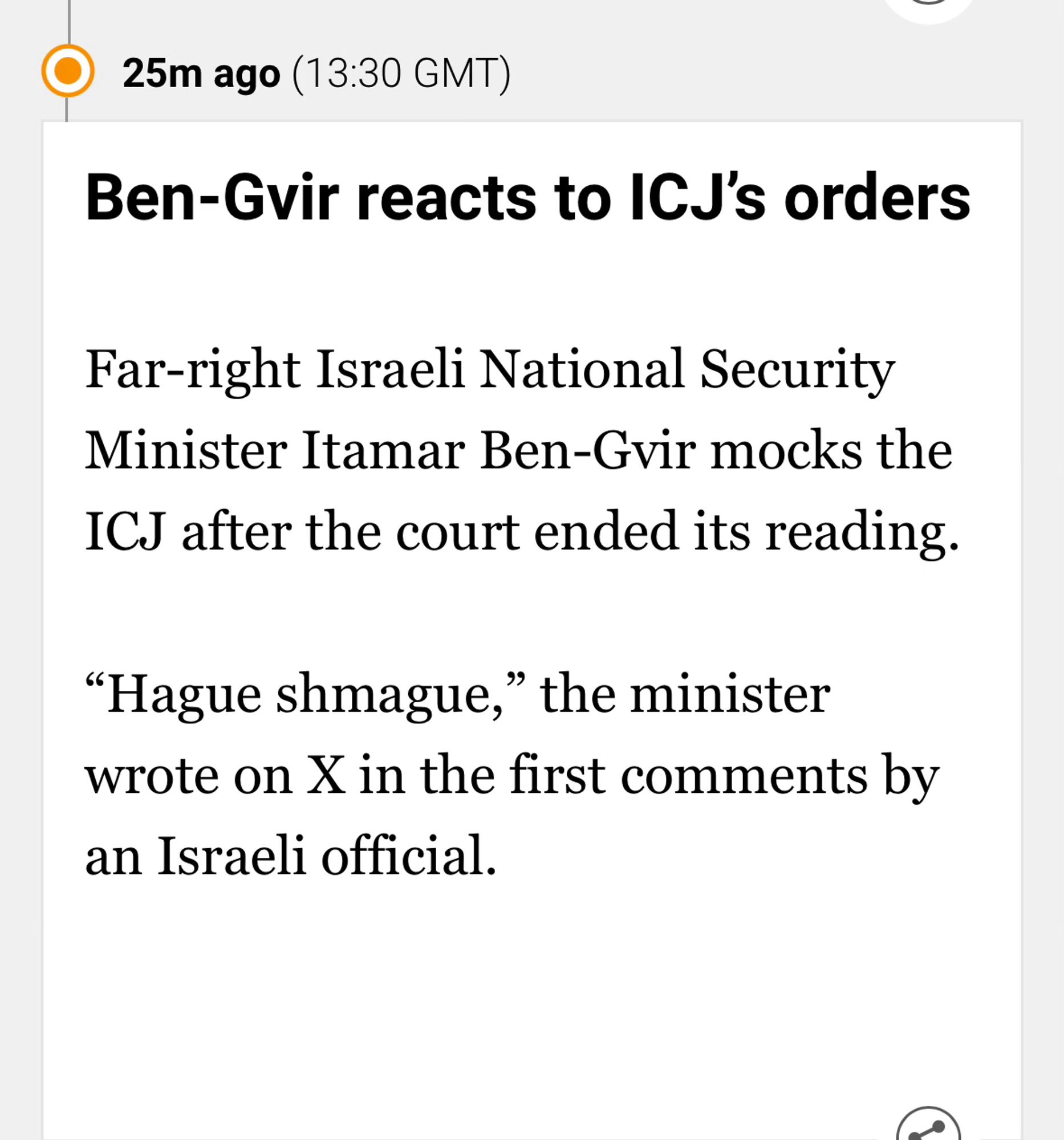 National SEcurity Minister Itamar Ben-Gvir says: "Hague Shmague."