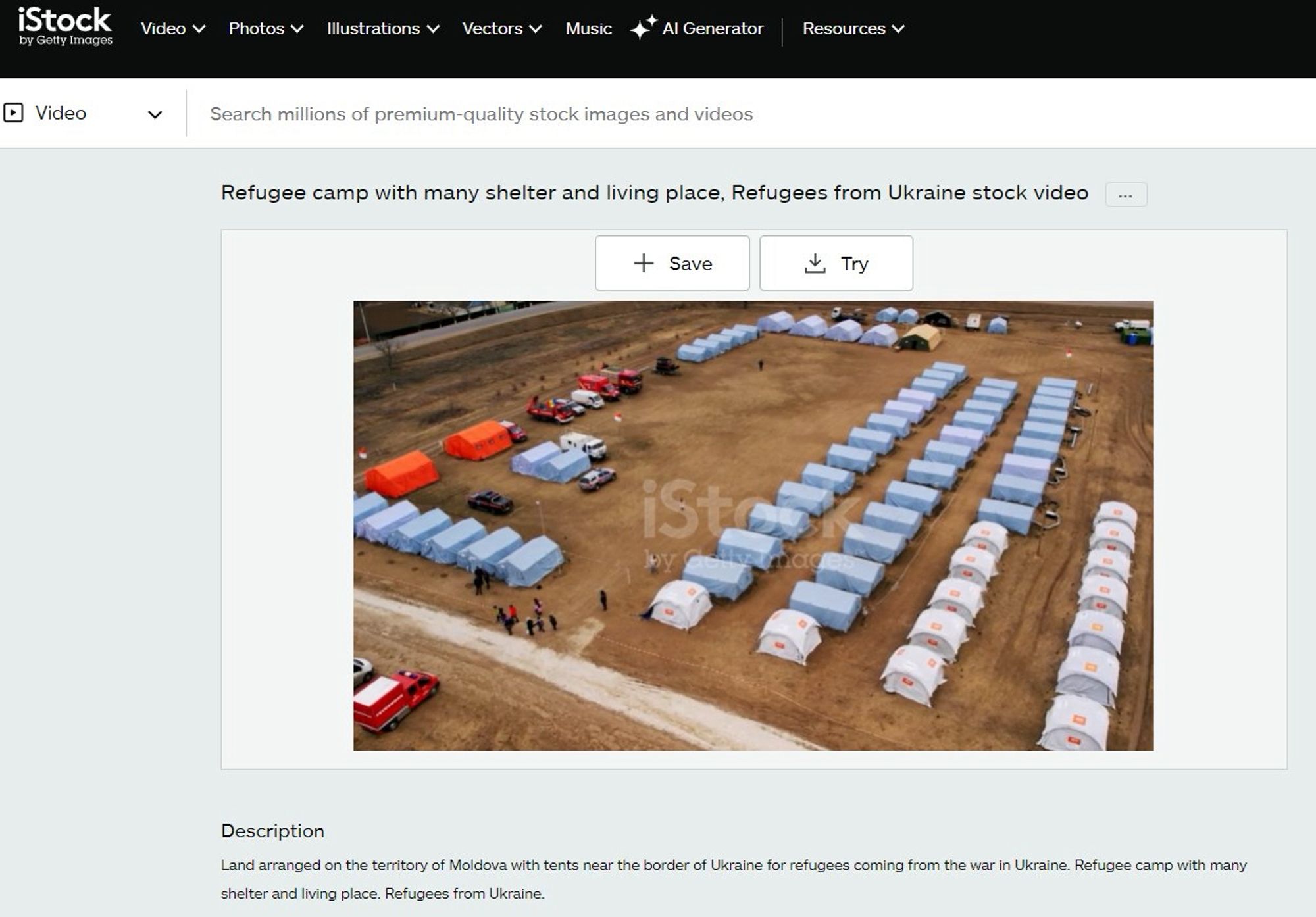 Here is the iStock image of the Moldovan refugee camp for Ukrainians escaping Putin's invasion of their country.